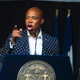 New York NY Mayor Eric Adams is seen giving speech at Gracie Mansion Event in New York City on September 20, 2022.